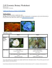 2 05 Forensic Botany pdf 2 05 Forensic Botany Worksheet Student Name 