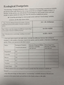 32 Calculate Ecological Footprint Worksheet Support Worksheet