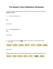 5 The Genetic Code Worksheet pdf The Genetic Code Mutations 