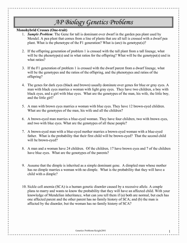 50 Genetics Problems Worksheet Answer Key Chessmuseum Template Library