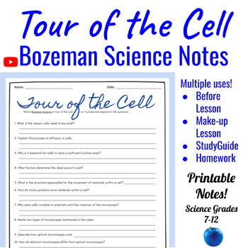 A Tour Of The Cell Comprehensive Worksheet Bozeman Science TPT