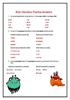 Alien Genetics Punnett Square Worksheets By JAG Education TPT