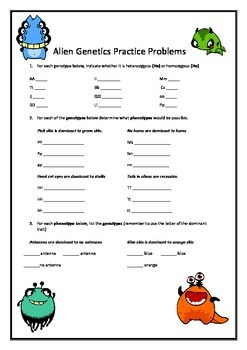 Alien Genetics Punnett Square Worksheets By JAG Education TPT