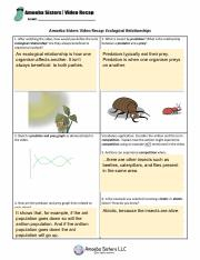 Amoeba Sisters Ecological Relationships Worksheet