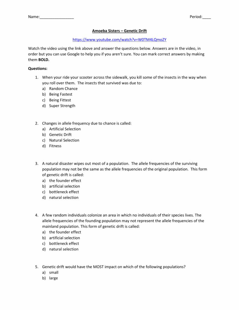 Amoeba Sisters Genetic Drift Worksheet Answer Key Amoeba Sisters 