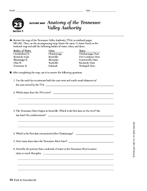 Anatomy Of The Tennessee Valley Authority Worksheet Answers Fill And 