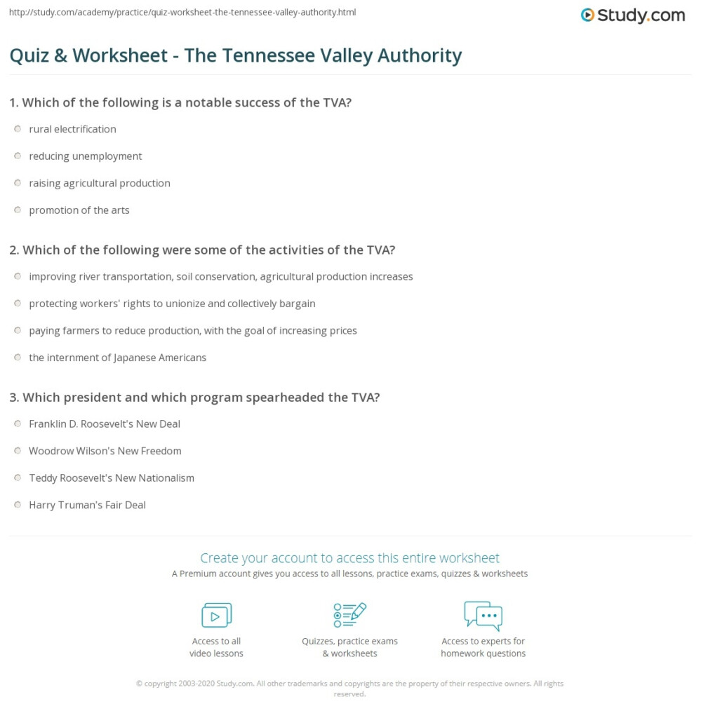 Anatomy Of The Tennessee Valley Authority Worksheets Answers 