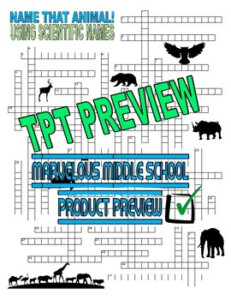 Animal Webquest Crossword Puzzle scientific Names Zoology W Key