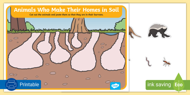 Animals Who Make Homes In Soil Cut And Stick Activity