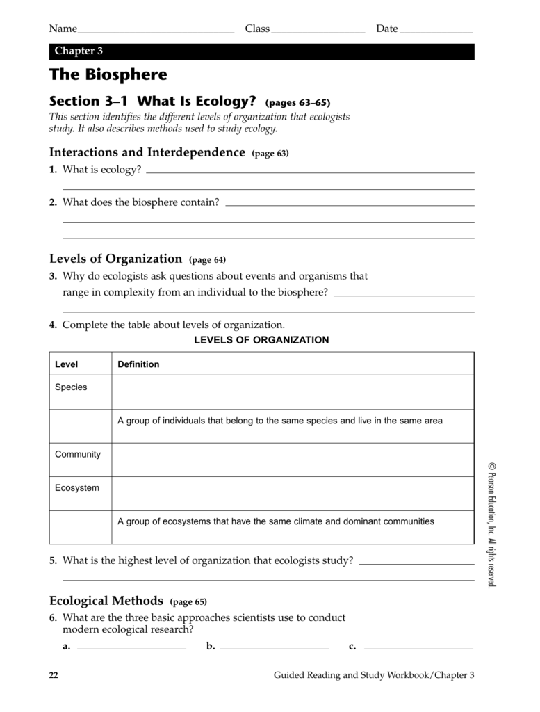Biology Chapter 3 Section 1 Community Ecology Study Guide Answers 