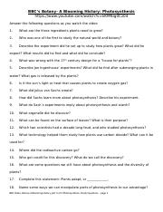 Blooming History Photosynthesis Worksheet doc BBC 39 s Botany A 