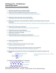 Bozeman Cell Membranes Worksheet pdf AP Biology 015 Cell Membrane 