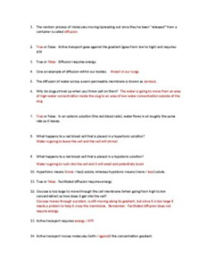 Bozeman Science Video Worksheet Transport Across Cell Membranes