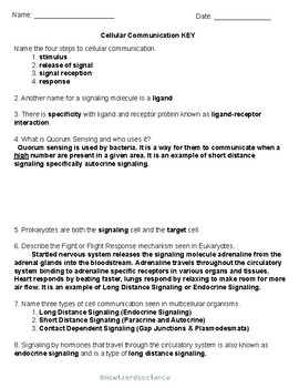 Cell Communication Worksheet AP Biology Unit 4 1 By Ms Wizards Science