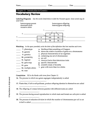 Chapter 11 Introduction To Genetics Vocabulary Review Answer Key 