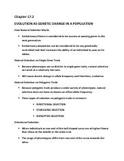 Chapter 17 2 Docx 1 pdf Chapter 17 2 EVOLUTION AS GENETIC CHANGE IN 