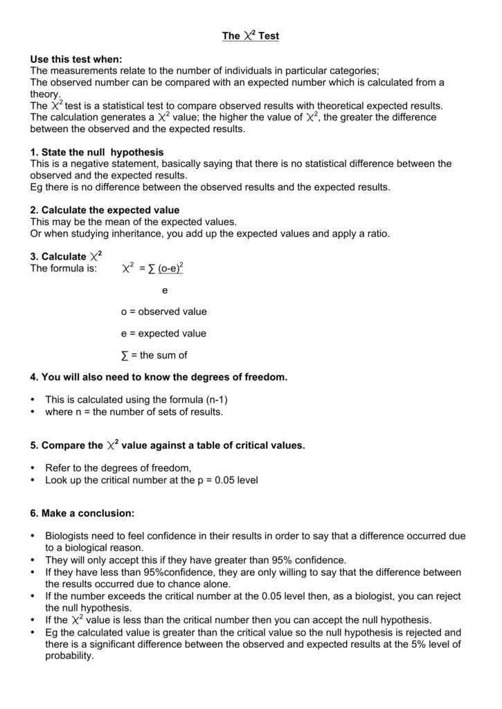 Chi square Worksheet With Answers Pdf