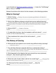 Cloning Worksheet pdf Learn Genetics At Http learn genetics utah edu 