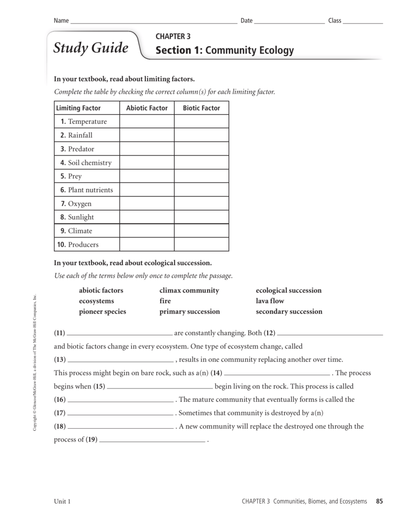 Communities Biomes And Ecosystems Section 1 Community Ecology Answer Key