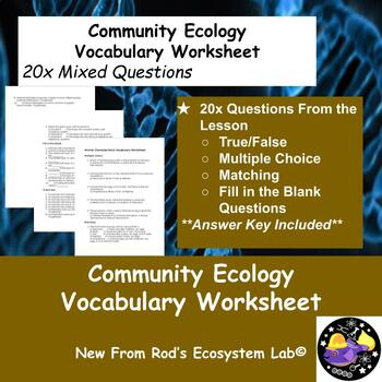 Community Ecology Vocabulary Worksheet W Answer Key Editable