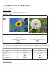 Copy Of 2 05 Forensic Botany Worksheet pdf 2 05 Forensic Botany 