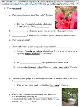 Crash Course Botany 12 Population Community Ecology Worksheet