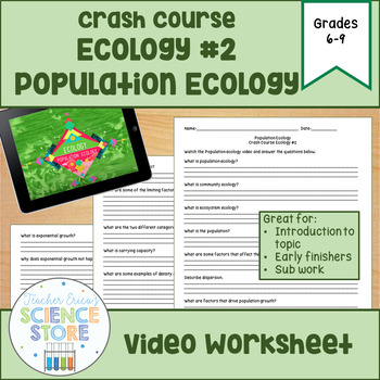 Crash Course Ecology 2 Population Ecology Video Worksheet TPT
