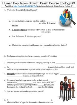 Crash Course Ecology 3 Human Population Growth Worksheet By Danis 