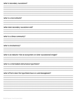 Crash Course Ecology 6 Ecological Succession Video Worksheet TPT