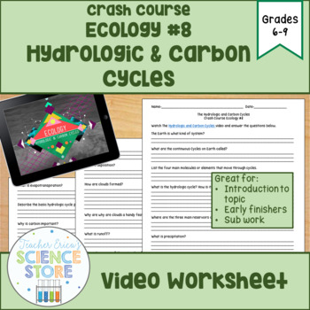 Crash Course Ecology 8 Hydrologic Carbon Cycles Video Worksheet