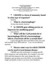 CRISPR Technology And Gene Editing docx Out of Class Assignment 2 