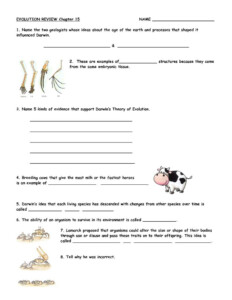 Darwin 39 s Theory Of Evolution Worksheet Chapter 15 Theory Of Evolution
