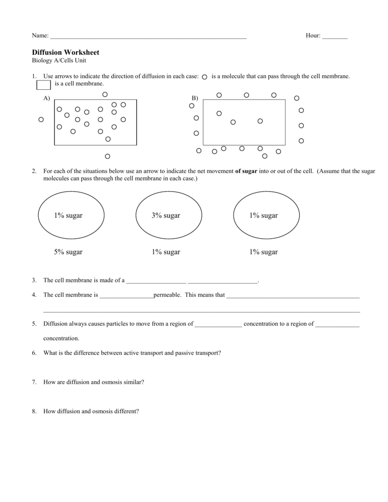 Diffusion Worksheet