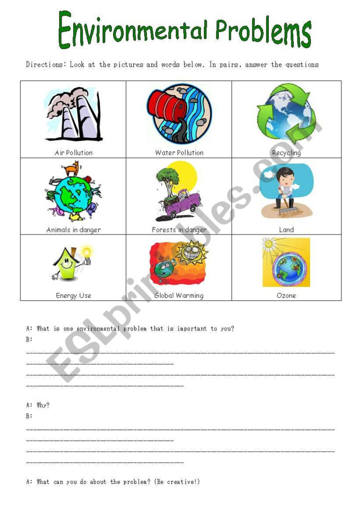 Discussing Environmental Problems ESL Worksheet By JLiminal