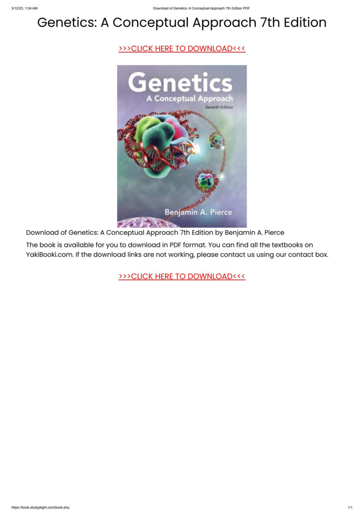 Download Genetics A Conceptual Approach 7th Edition PDF By 