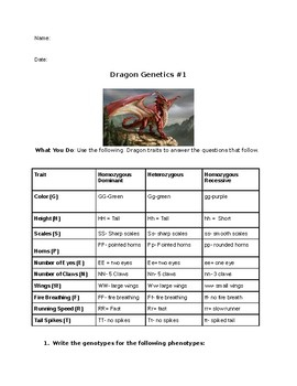 Dragon Genetics By Defying The Odds Teachers Pay Teachers