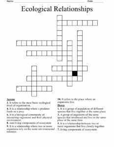Ecological Relationship Worksheet Grade 7