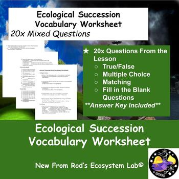 Ecological Succession Vocabulary Worksheet W Answer Key Editable 
