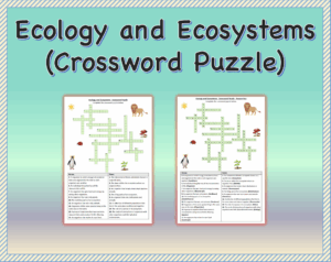 Ecology And Ecosystems Crossword Puzzle Worksheet Activity Printable