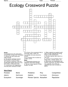 Ecology Crossword Puzzle WordMint