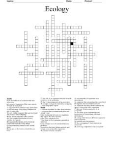 Ecology Crossword Puzzle WordMint