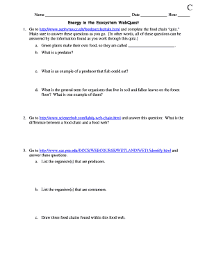 Ecology Webquest Answer Key Fill Online Printable Fillable Blank 