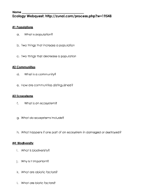 Ecology Webquest Answer Key Pdf Fill Online Printable Fillable 