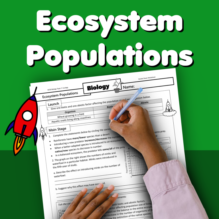 Ecosystem Populations Home Learning Worksheet GCSE Rocketsheets co uk