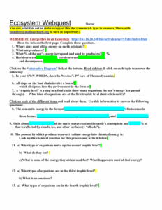 Ecosystem Web Quest Moline High School
