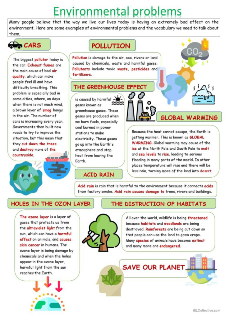 Environmental Problems English ESL Worksheets Pdf Doc