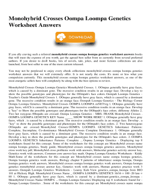 Fillable Online Monohybrid Crosses Oompa Loompa Genetics Worksheet 