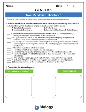 Fillable Online Non Mendelian Genetics Practice Worksheet 1 docx 