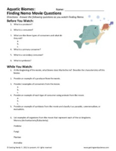 Finding Nemo Ecology Worksheet English Esl Finding Nemo Worksheets