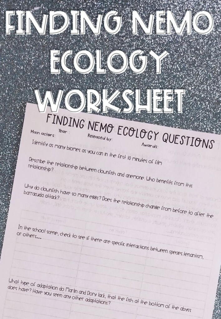 Finding Nemo Ecology Worksheet Fun Activity Or Sub Plan Ecology Review 